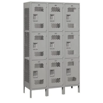 Salsbury Industries® Gray-Triple Tier Vented Metal Locker 6 Feet X 18 Inches 3 Salsbury Industries® Gray-Triple Tier Vented Metal Locker 6 Feet X 18 Inches