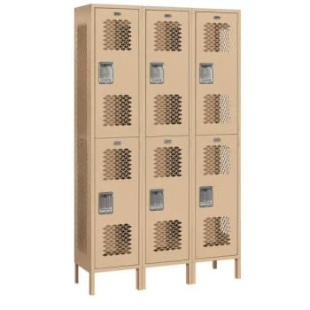 Salsbury Industries® Double Tier-Tan-Vented Metal Locker 6 Feet X 15 Inches 3 Salsbury Industries® Double Tier-Tan-Vented Metal Locker 6 Feet X 15 Inches