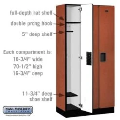 Salsbury Industries® Cherry-Single Tier Designer Wood Locker 6 Feet X 18 Inches -Whirlpool Shop 621363 w DetailedProductView2 Lg