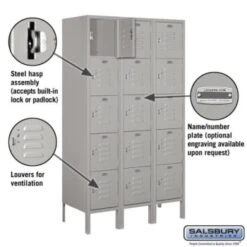 Salsbury Industries® Gray-Five Tier Box-Standard Metal Locker 5 Feet X 15inches -Whirlpool Shop 621365 w DetailedProductView1 Lg