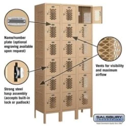 Salsbury Industries® Six Tier Box-Tan-Vented Metal Locker 6 Feet X 15 Inches -Whirlpool Shop 621399 w DetailedProductView1 Lg