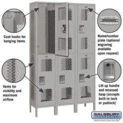 Salsbury Industries® 6 Ft. X 15 In. 2-Tier Vented Locker (Gray) 6 Salsbury Industries® 6 Ft. X 15 In. 2-Tier Vented Locker (Gray) -Whirlpool Shop 621435 w DetailedProductView1 Lg