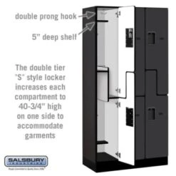 Salsbury Industries® Black-Double Tier S Style-Wood Locker 6 Feet X 18 Inches 14 Salsbury Industries® Black-Double Tier S Style-Wood Locker 6 Feet X 18 Inches -Whirlpool Shop 621437 w DetailedProductView2 Lg