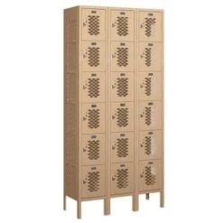 Salsbury Industries® Tan Six Tier Box Vented Metal Locker 6 Feet X 12 Inches
