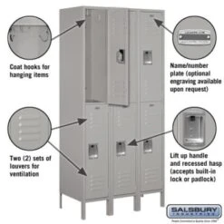 Salsbury Industries® Gray- Double Tier Standard Metal Locker 6 Feet X 18 Inches -Whirlpool Shop 621447 w DetailedProductView1 Lg