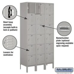 Salsbury Industries® Gray-12 Inch-Standard Metal Locker 6 Feet High X 15 Inches -Whirlpool Shop 621451 w DetailedProductView1 Lg
