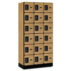 Salsbury Industries® Six Tier Locker, Maple Wood, 3 Wide