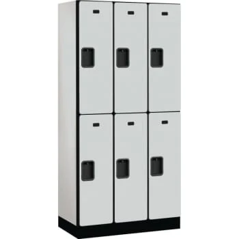 Salsbury Industries® Designer Two Tier Wood Locker, Gray, 3-Wide 4 Salsbury Industries® Designer Two Tier Wood Locker, Gray, 3-Wide - Image 2