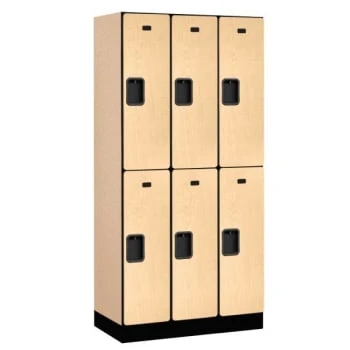 Salsbury Industries® Designer Two Tier Wood Locker, Maple, 3-Wide 3 Salsbury Industries® Designer Two Tier Wood Locker, Maple, 3-Wide
