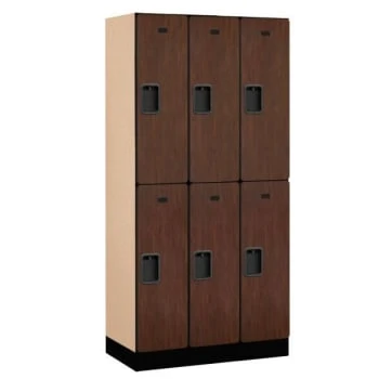 Salsbury Industries® Designer Two Tier Wood Locker, Mahogany, 3-Wide 3 Salsbury Industries® Designer Two Tier Wood Locker, Mahogany, 3-Wide