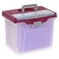 Office Depot® Clear/burgundy Large Mobile File Box