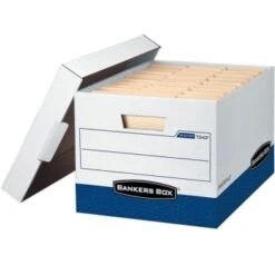 Bankers Box® R-Kive White/blue 60% Recycled Storage Box, Package Of 4