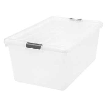 Iris® 68 Qt Clear Buckle-Down Plastic Storage Box 3 Iris® 68 Qt Clear Buckle-Down Plastic Storage Box