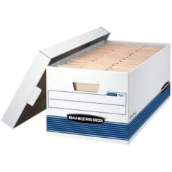 Bankers Box® Stor/file White/blue Lift-Off Lid Storage Box, Package Of 4