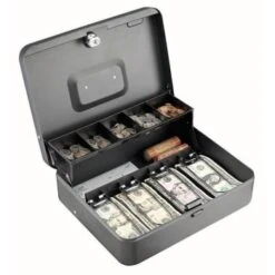 Steelmaster® 10-Compartment Gray Steel Tiered Tray Cash Box