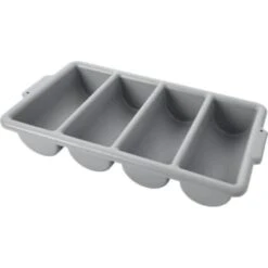 Rubbermaid 4-Compartment Plastic Cutlery Bin (Gray) (12-Pack)