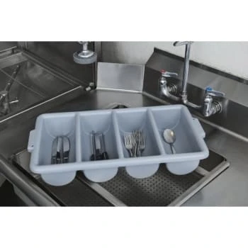 Rubbermaid 4-Compartment Plastic Cutlery Bin (Gray) (12-Pack) 5 Rubbermaid 4-Compartment Plastic Cutlery Bin (Gray) (12-Pack) - Image 3