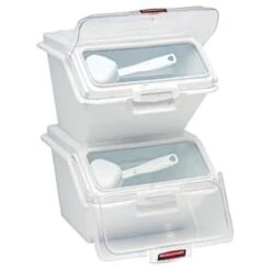 Rubbermaid 2.6 Gallon Plastic Shelf Ingredient Bin W/ 1/2-Cup Scoop 13 Rubbermaid 2.6 Gallon Plastic Shelf Ingredient Bin W/ 1/2-Cup Scoop -Whirlpool Shop 745947 w DetailedProductView5 Lg