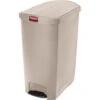 Rubbermaid Slim Jim 24 Gallon End Step-On Trash Can W/ Plastic Liner (Beige)