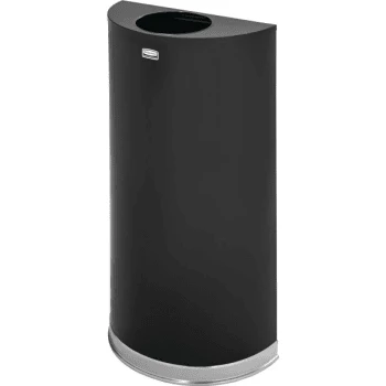 Rubbermaid 12 Gal Black Steel Half-Round Open Top Trash Can W/ Rigid Liner 3 Rubbermaid 12 Gal Black Steel Half-Round Open Top Trash Can W/ Rigid Liner